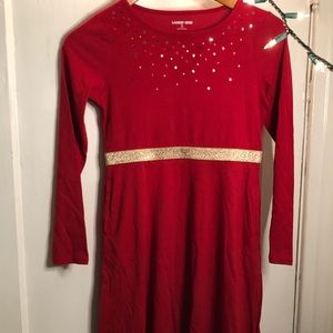 Land’s End Girls 10-12 Red Christmas/Holiday Dress